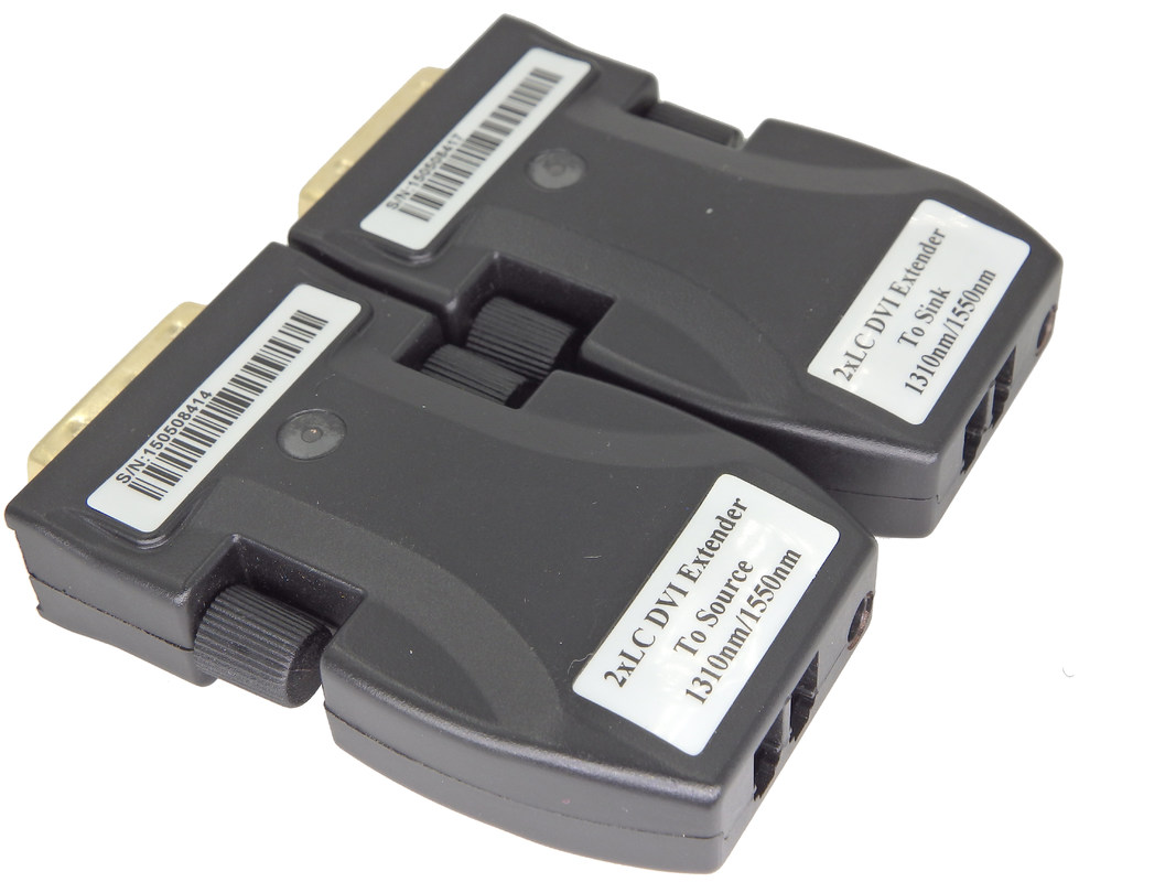 Minitype DVI Extender over dual core single mode fiber optic cable